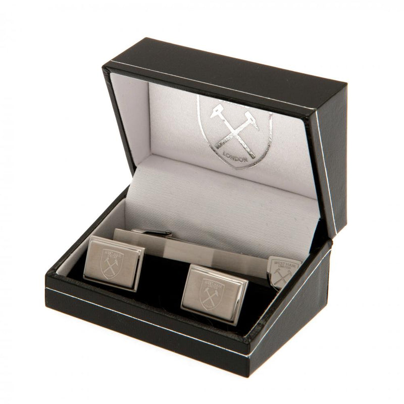 West Ham United FC Tie Slide & Cufflink Set, close-up detail