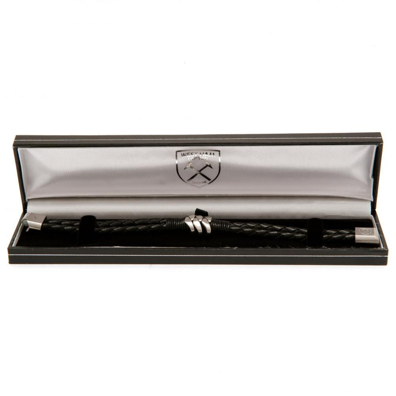 West Ham United FC Leather Bracelet, side angle