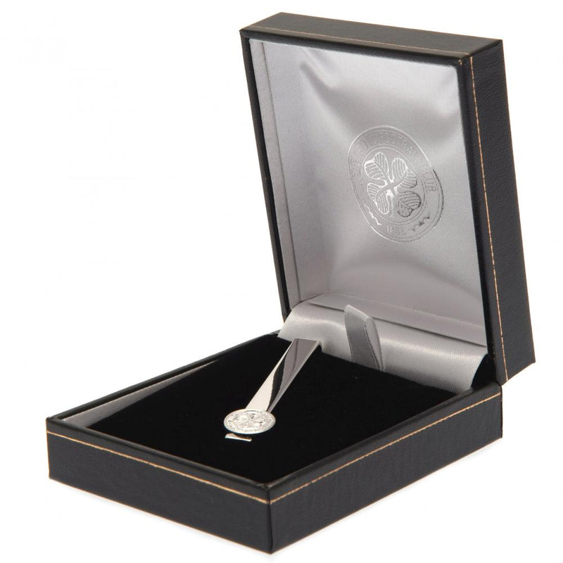 Celtic FC Silver Plated Tie Slide, side angle