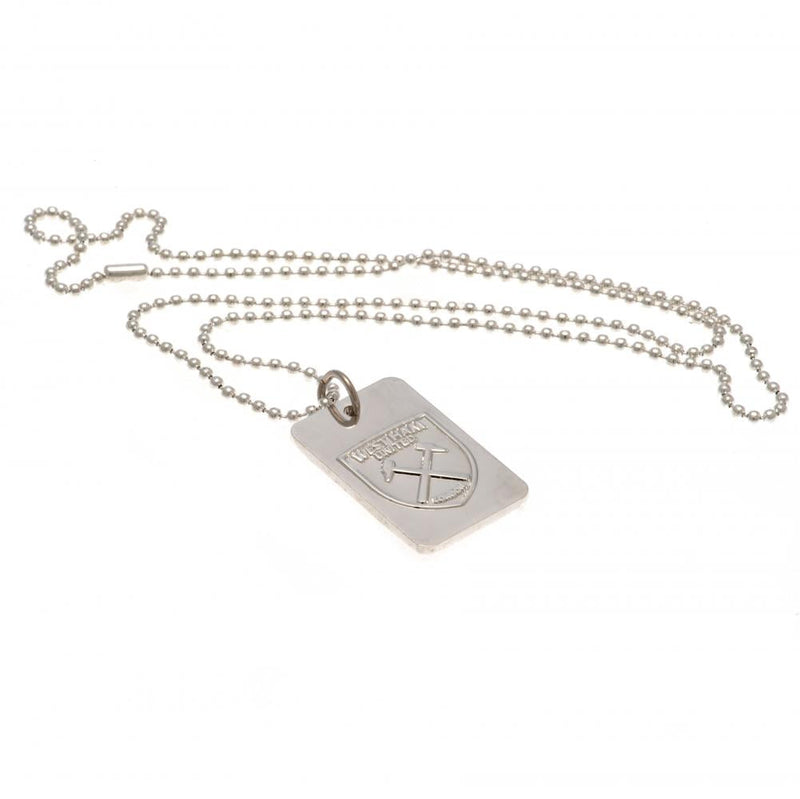 West Ham United FC Silver Plated Dog Tag & Chain, alternate view