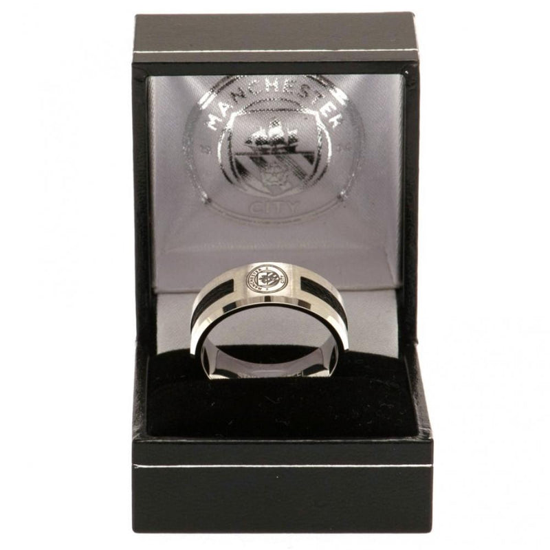 Manchester City FC Black Inlay Ring Medium, side angle