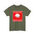 'In Case of Fire, Save My Vinyl' T-Shirt, packaging shot