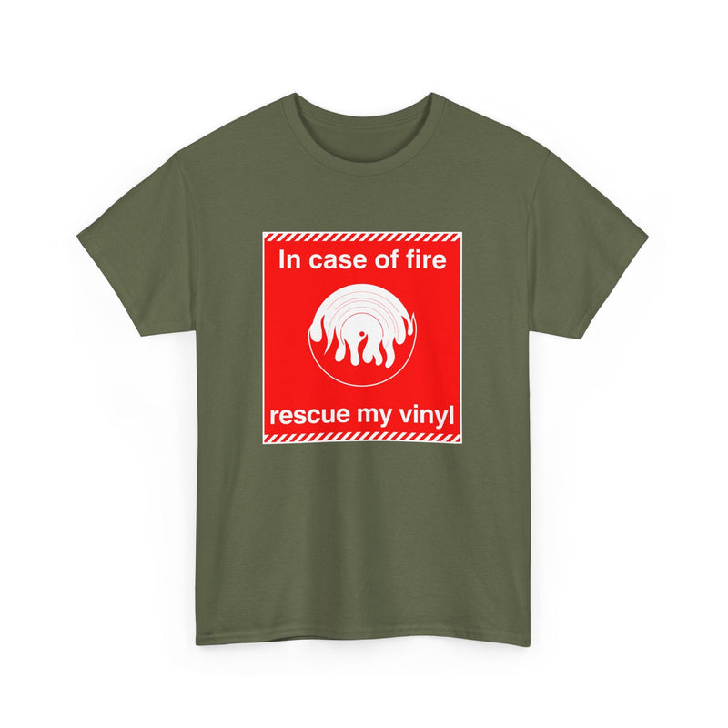 'In Case of Fire, Save My Vinyl' T-Shirt, packaging shot