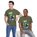 'Living at 33rpm' Flouro Men's T-Shirt, side angle