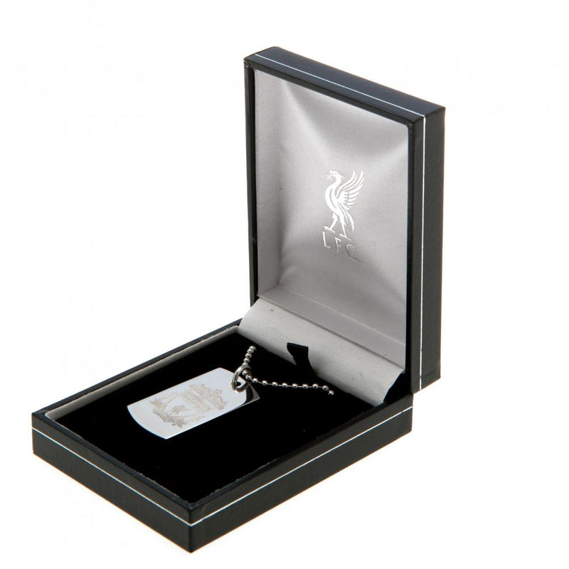 Liverpool FC Engraved Dog Tag & Chain CR, side angle