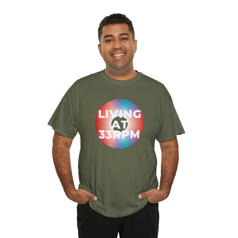 'Living at 33rpm' Men's Vinyl T-Shirt, alternate view