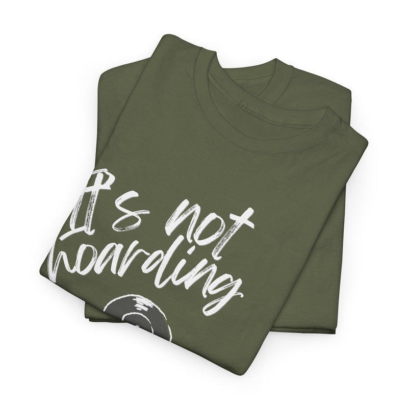 'It's Not Hoarding If It's Vinyl' Men's T-Shirt, close-up detail