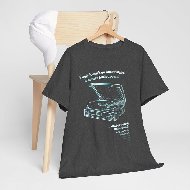 'Vinyl Doesn't Go Out Of Style' Men's T-Shirt, showing reverse