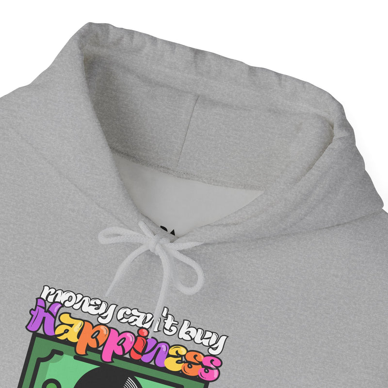 'Money Can't Buy Happiness, But It Can Buy Vinyl' Men's Hoodie, showing reverse