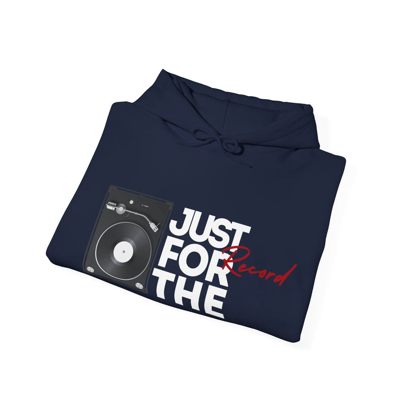'Just for the Record' Men's Hoodie, showing reverse