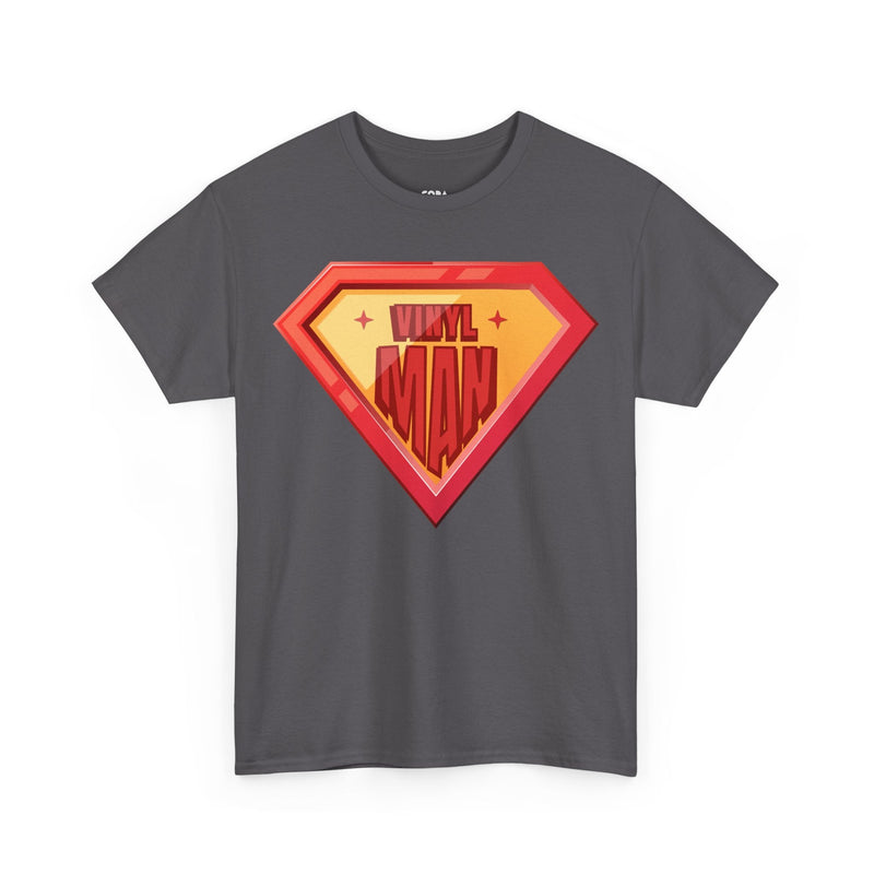 'Vinyl Man' Men's Superhero T-Shirt, side angle