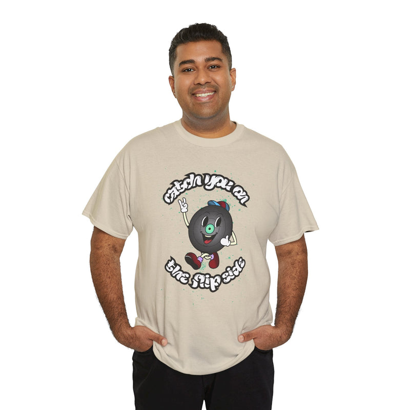 'Catch You On The Flip Side' Men's Vinyl T-Shirt, rear view
