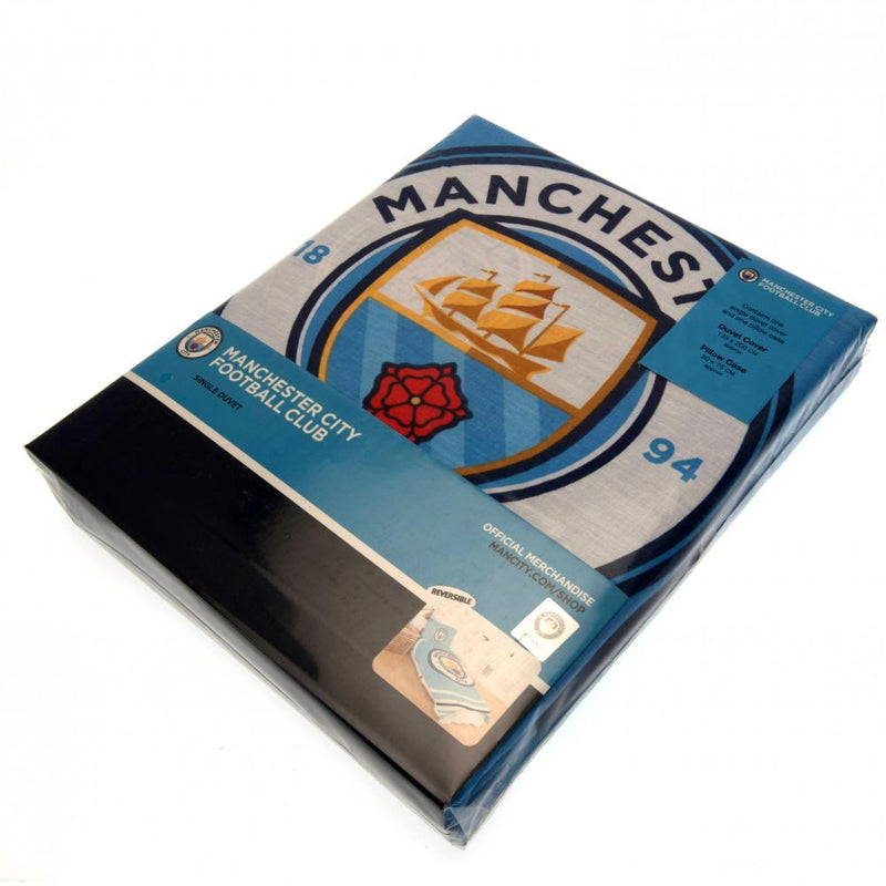 Manchester City FC Pulse Single Duvet Set, side angle