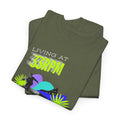 'Living at 33rpm' Flouro Men's T-Shirt, size reference