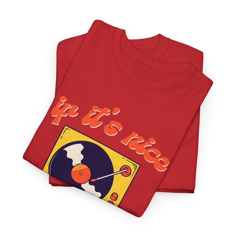 'If It’s Nice, Play It Twice' Vinyl T-Shirt, rear view