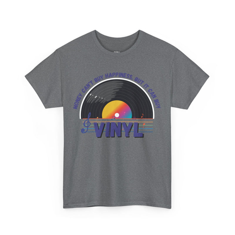 'Money Can't Buy Happiness, But It Can Buy Vinyl' Men's T-Shirt, showing reverse