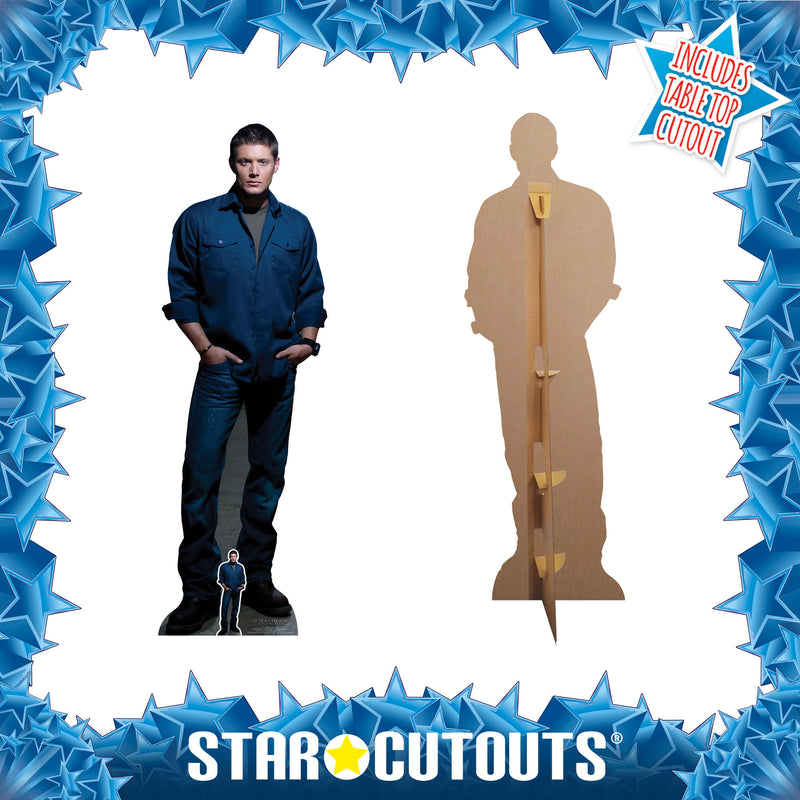 Dean Winchester Blue Shirt Jeans (Jensen Ackles Supernatural) Cardboard Cut Out Height 186cm, side angle