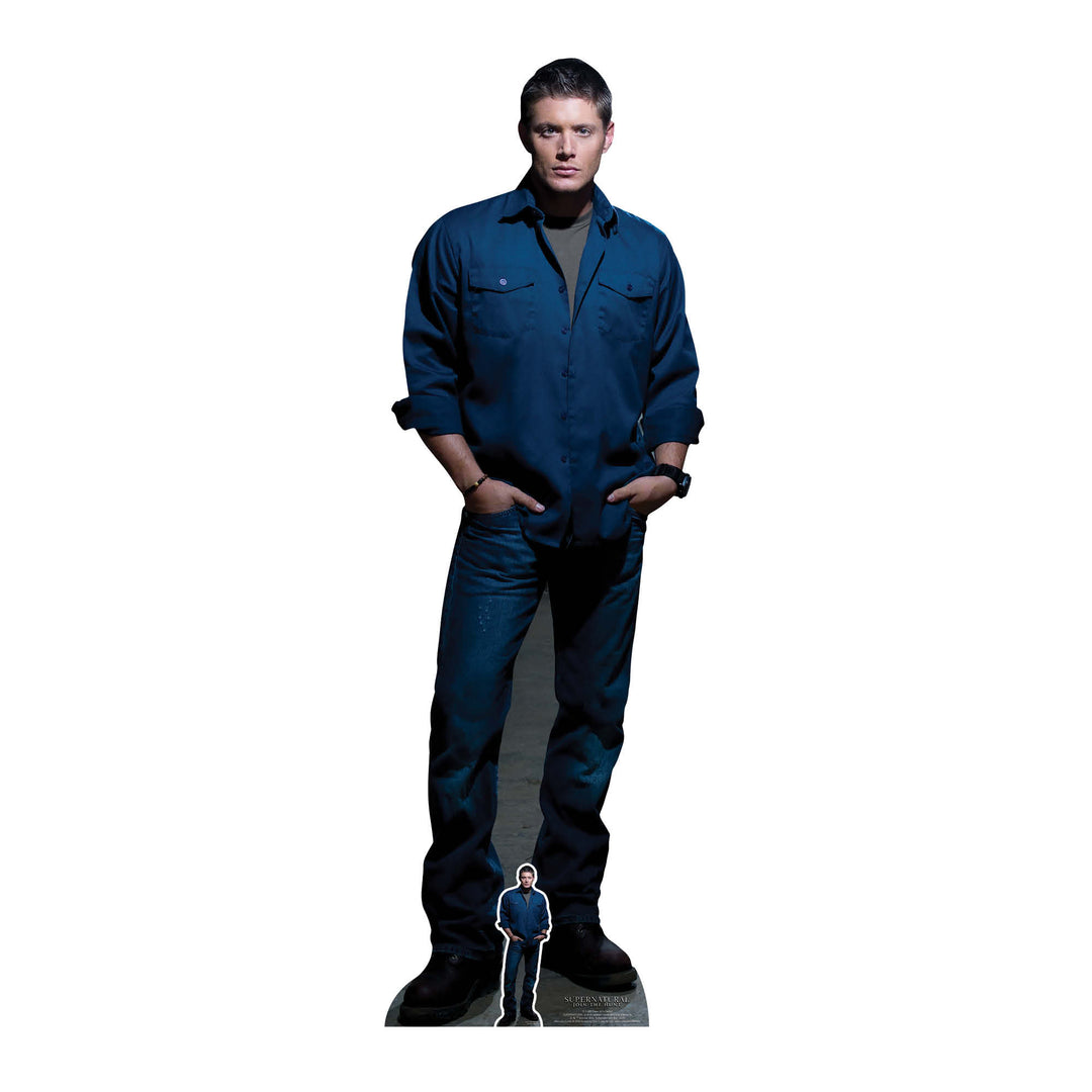 Dean Winchester Blue Shirt Jeans (Jensen Ackles Supernatural) Cardboard Cut Out Height 186cm