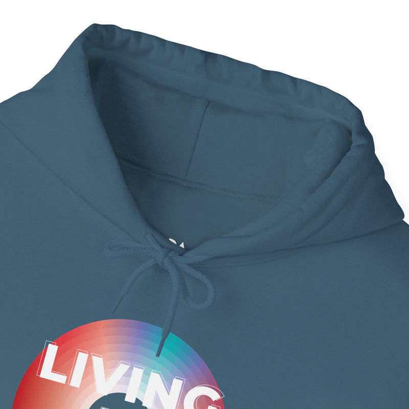 'Living at 33rpm' Men's Hoodie, rear view