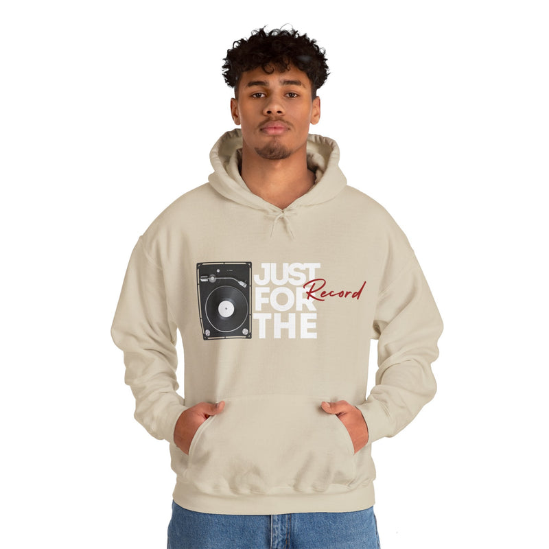 'Just for the Record' Men's Hoodie, size reference