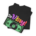 'In Vinyl We Trust' Men's T-Shirt, close-up detail