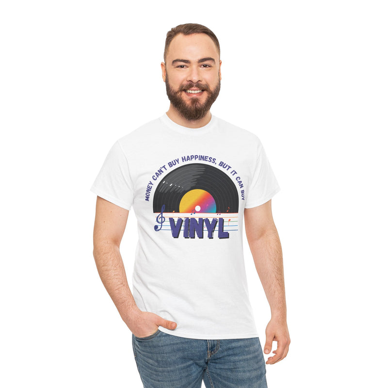 'Money Can't Buy Happiness, But It Can Buy Vinyl' Men's T-Shirt, rear view