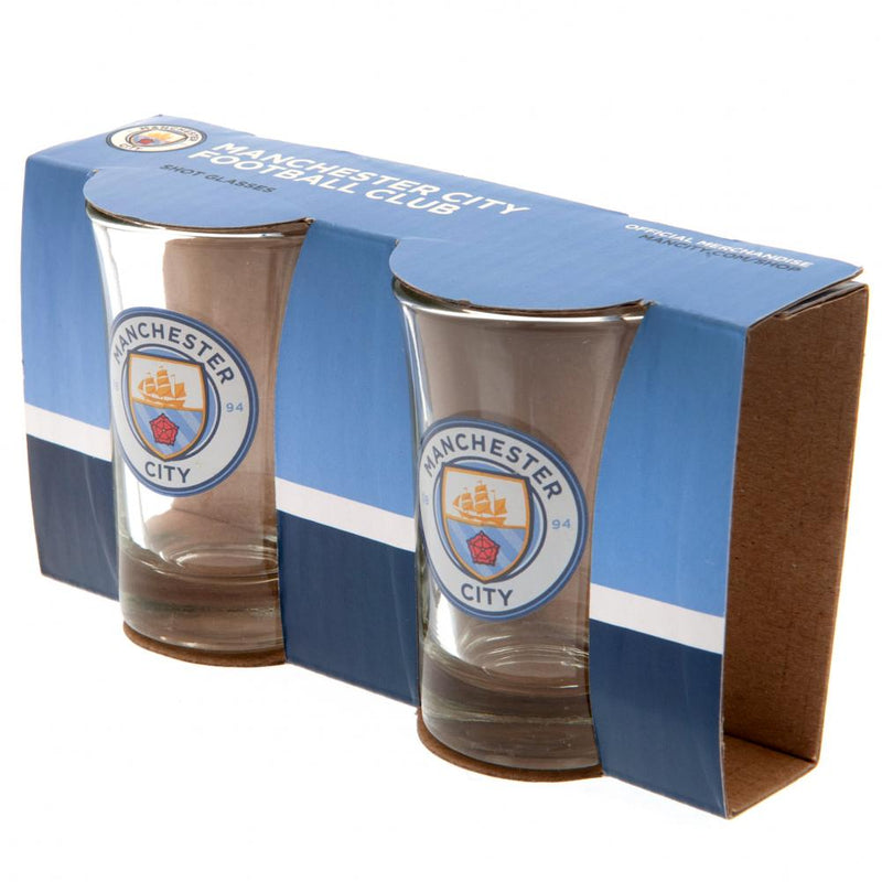 Manchester City FC 2pk Shot Glass Set, side angle