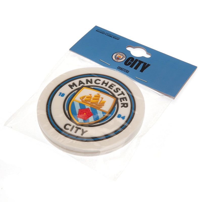 Manchester City FC 2pk Coaster Set, side angle