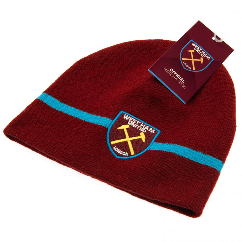 West Ham United FC Stripe Beanie, side angle