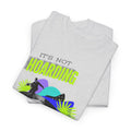 'It's Not Hoarding If It's Vinyl' Flouro Men's T-Shirt, close-up detail