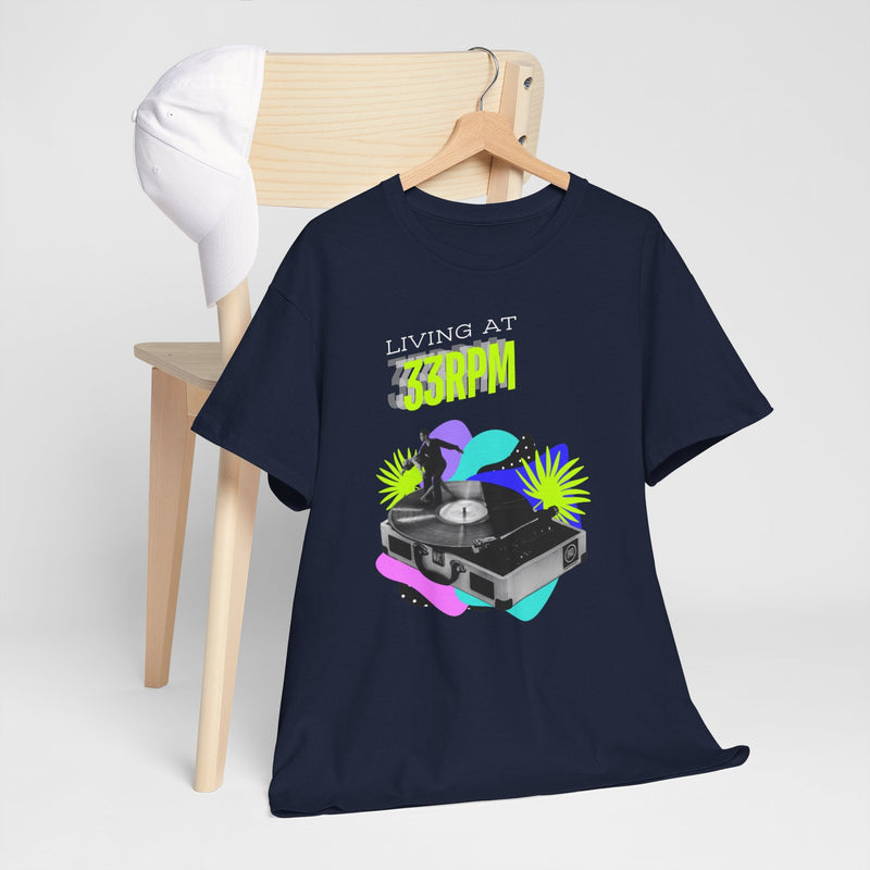 'Living at 33rpm' Flouro Men's T-Shirt, alternate view