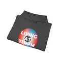 'Living at 33rpm' Men's Hoodie, close-up detail