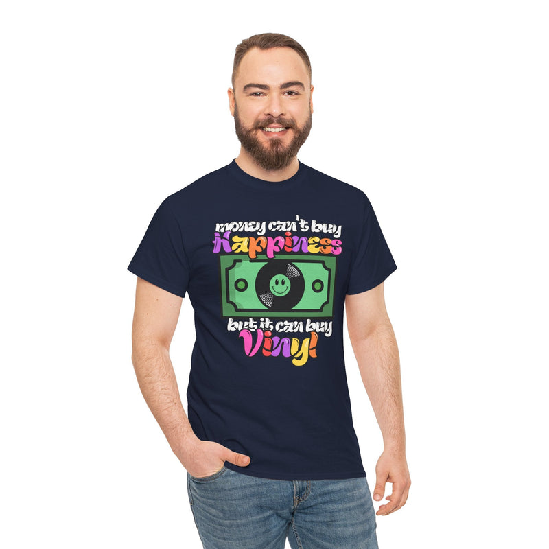 'Money can't buy happiness' Men's Vinyl T-Shirt, alternate view