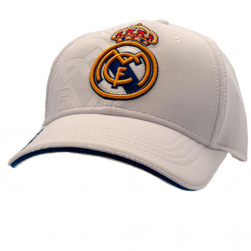 Real Madrid White Debossed Cap, close-up detail