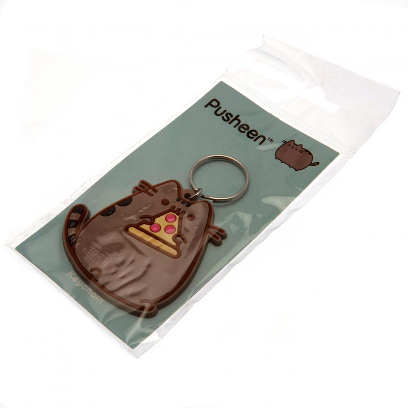 Pusheen Pizza PVC Keyring, side angle
