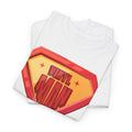 'Vinyl Man' Men's Superhero T-Shirt, showing reverse