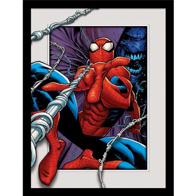 Marvel Comics Spider-Man (Swinging!) Breakout 3D Effect Framed 30 x 40 cm Print