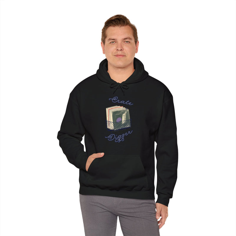 'Crate Digger' Men's Hoodie, showing reverse