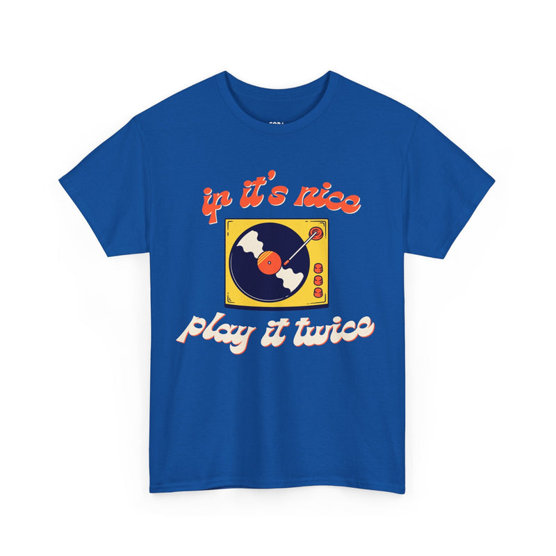 'If It’s Nice, Play It Twice' Vinyl T-Shirt, rear view
