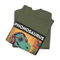 'Phonosaurus' Men's Vinyl T-Shirt, side angle
