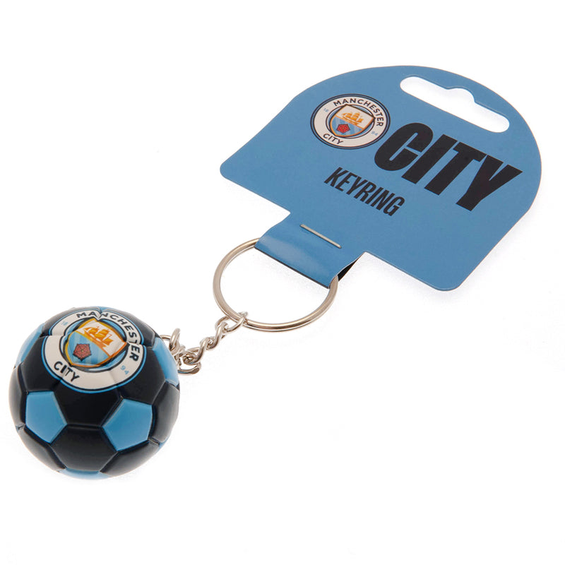 Manchester City FC Football Keyring, side angle