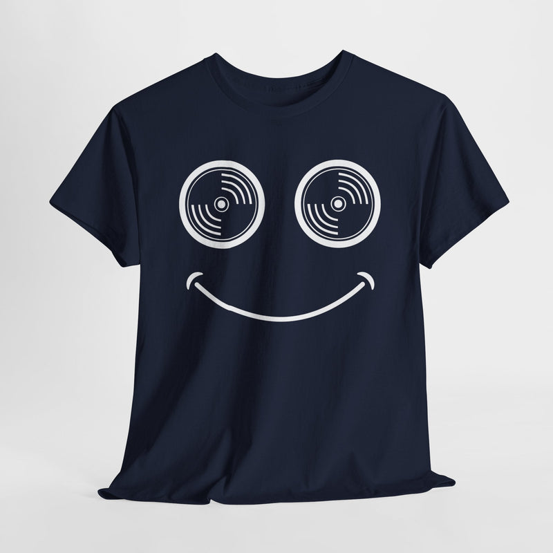 Vinyl Makes Me Happy Men's T-Shirt, close-up detail