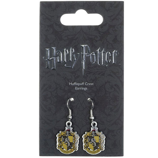 Harry Potter Silver Plated Hufflepuff Hook Earrings, alternate view