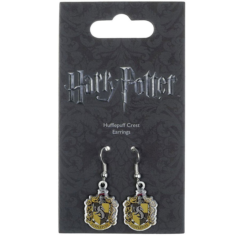 Harry Potter Silver Plated Hufflepuff Hook Earrings, alternate view