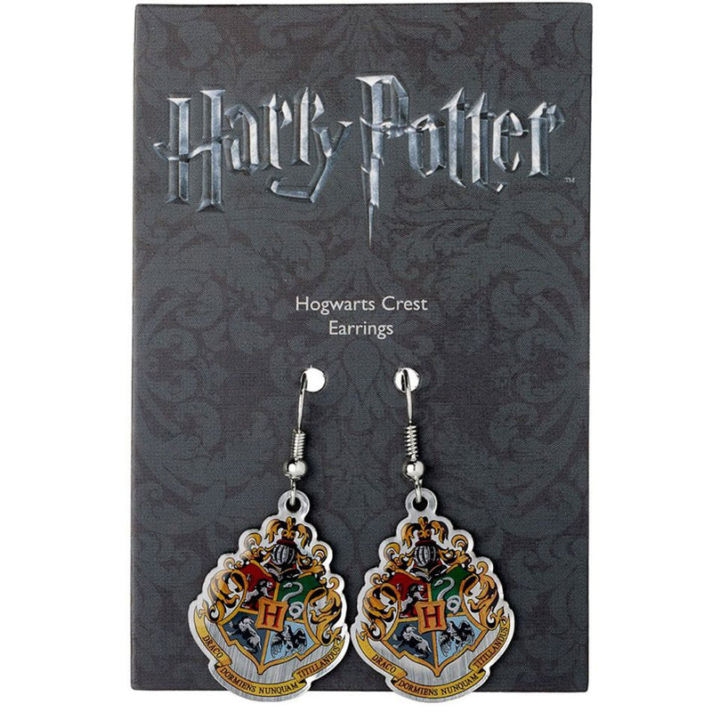 Harry Potter Silver Plated Hogwarts Crest Hook Earrings, alternate view