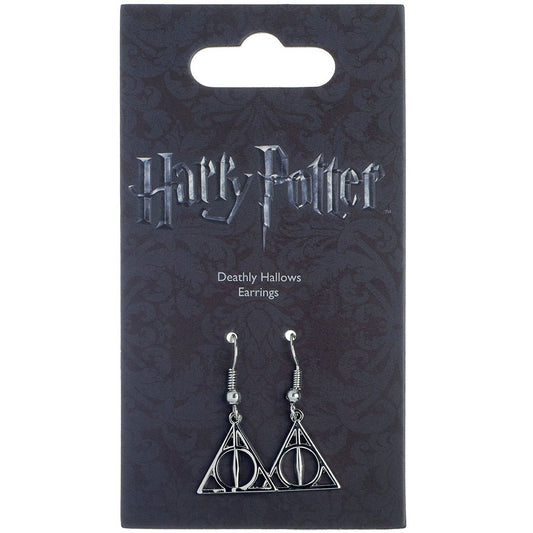 Harry Potter Silver Plated Deathly Hallows Hook Earrings, alternate view