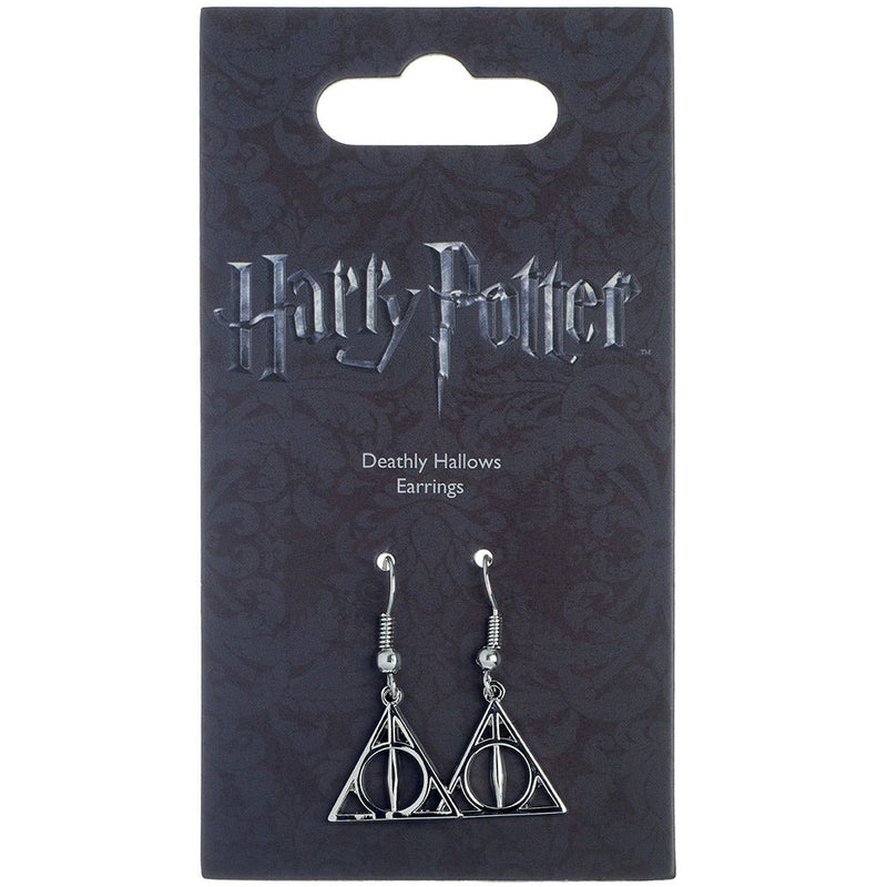 Harry Potter Silver Plated Deathly Hallows Hook Earrings, alternate view