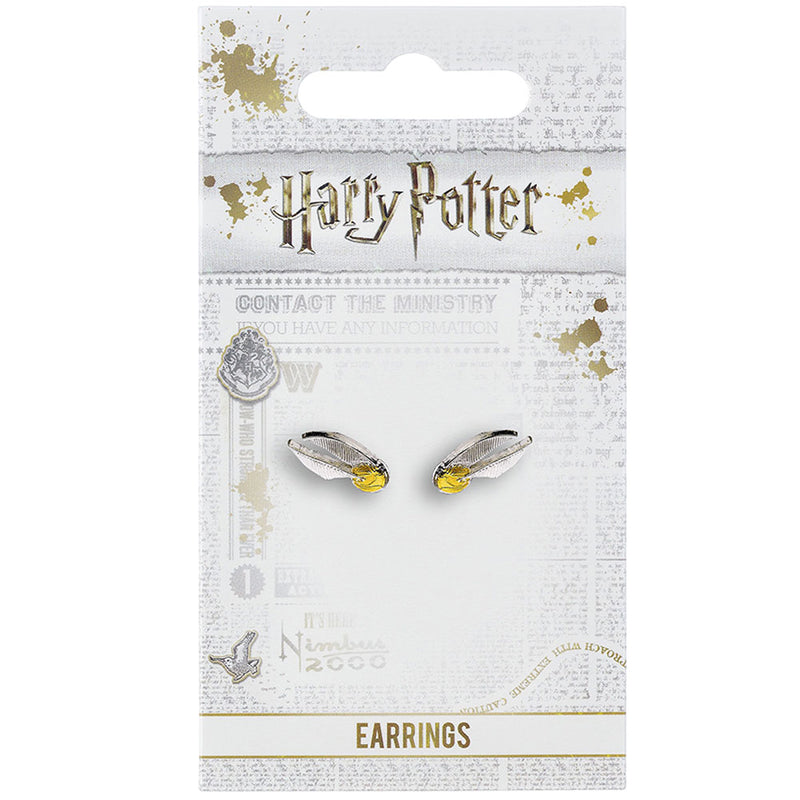 Harry Potter Silver Plated Golden Snitch Stud Earrings, alternate view