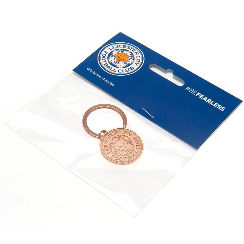 Leicester City FC Rose Gold Crest Keyring, side angle