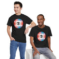 'Living at 33rpm' Men's Vinyl T-Shirt, size reference